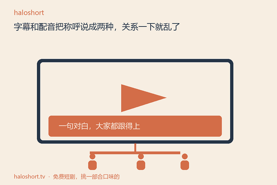 大屏上的字幕与共同观看者的阅读场景插画