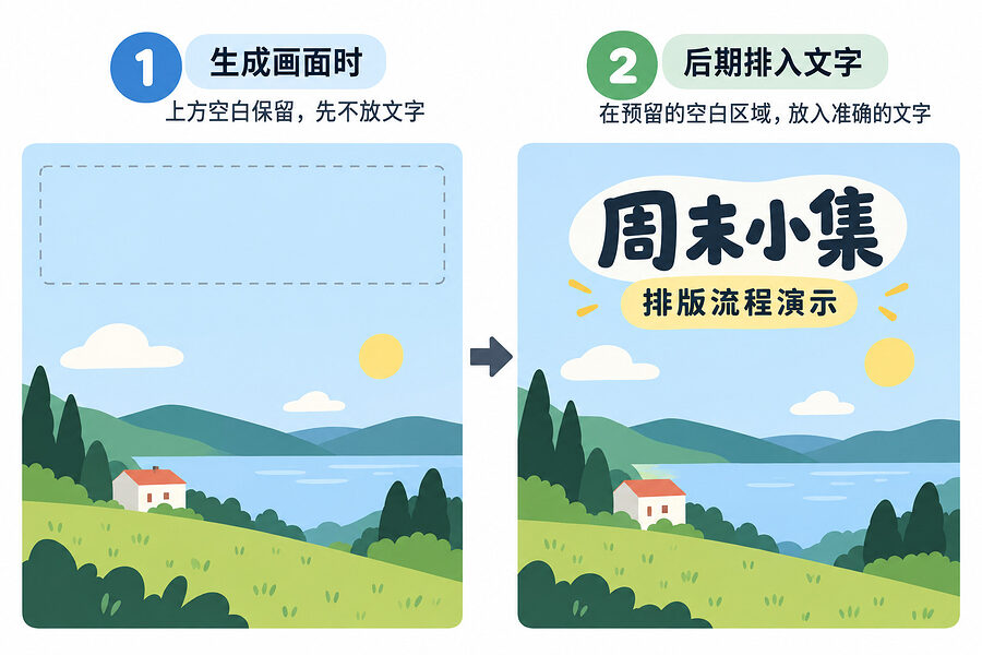 画面先留个空位，字留到后面自己排