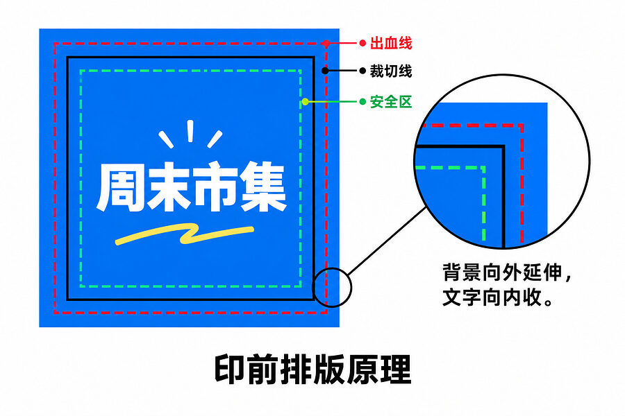 底色多铺出去一圈，裁偏一点也不露白
