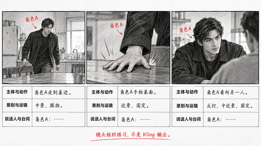 谁在说话、镜头怎么走，分开写就清楚了