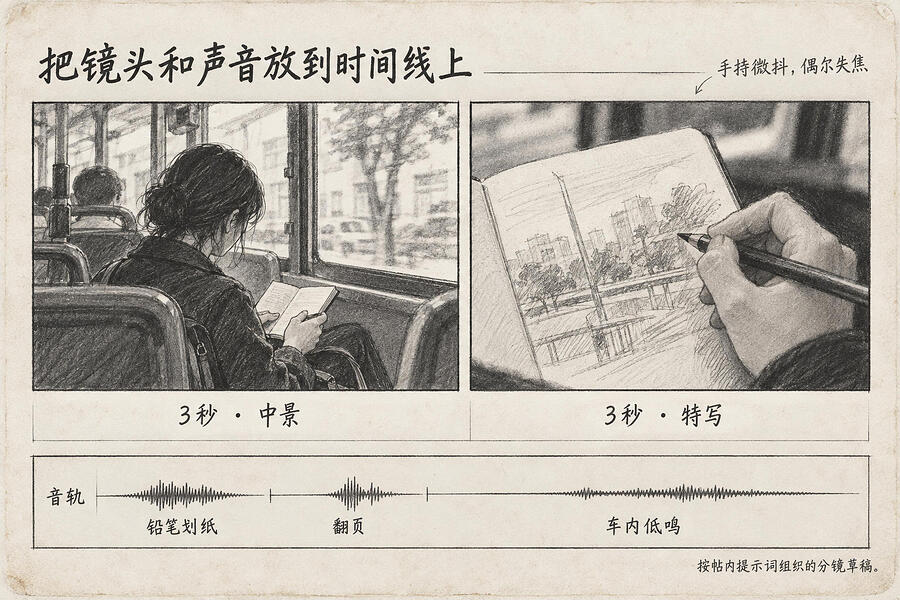 三秒翻本子、三秒画窗外，声音也单列