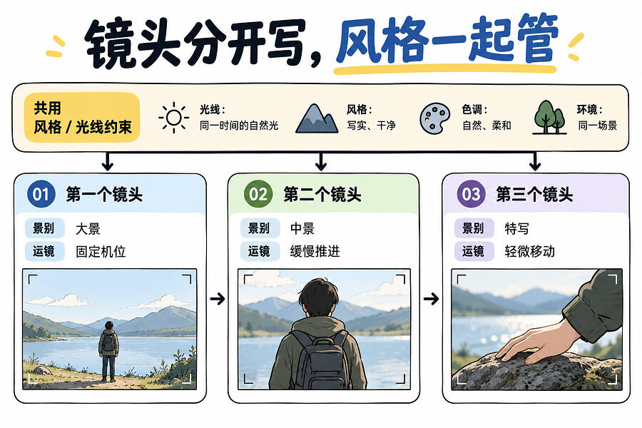 每个镜头换内容，整组的调子别丢
