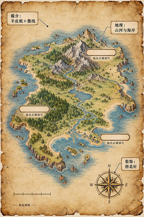 山河先铺好,地名框空着留到最后填