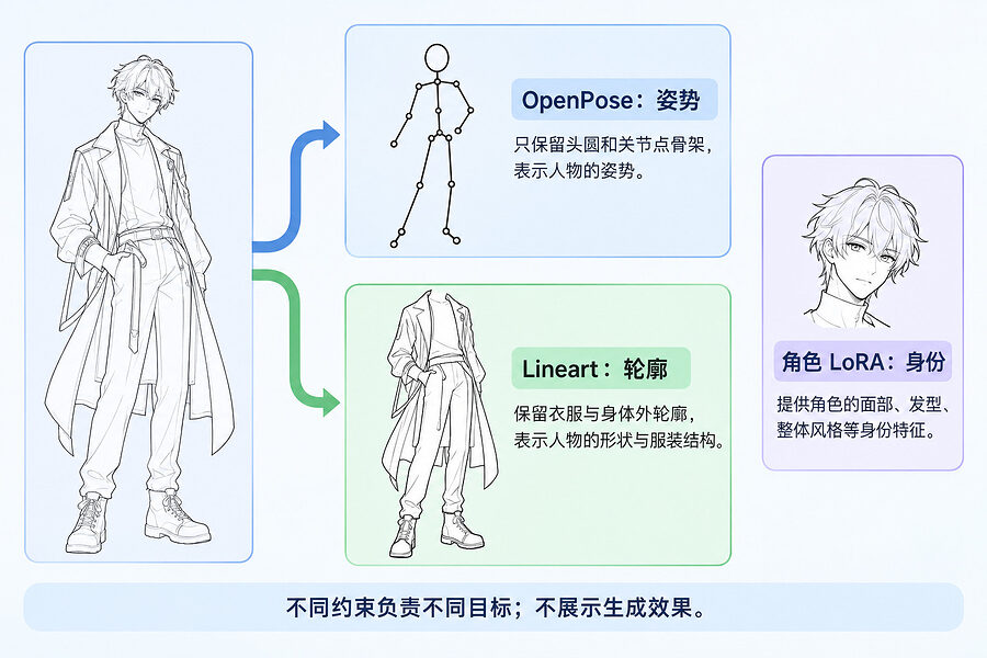摆姿势用骨架，留轮廓时再让线条上场