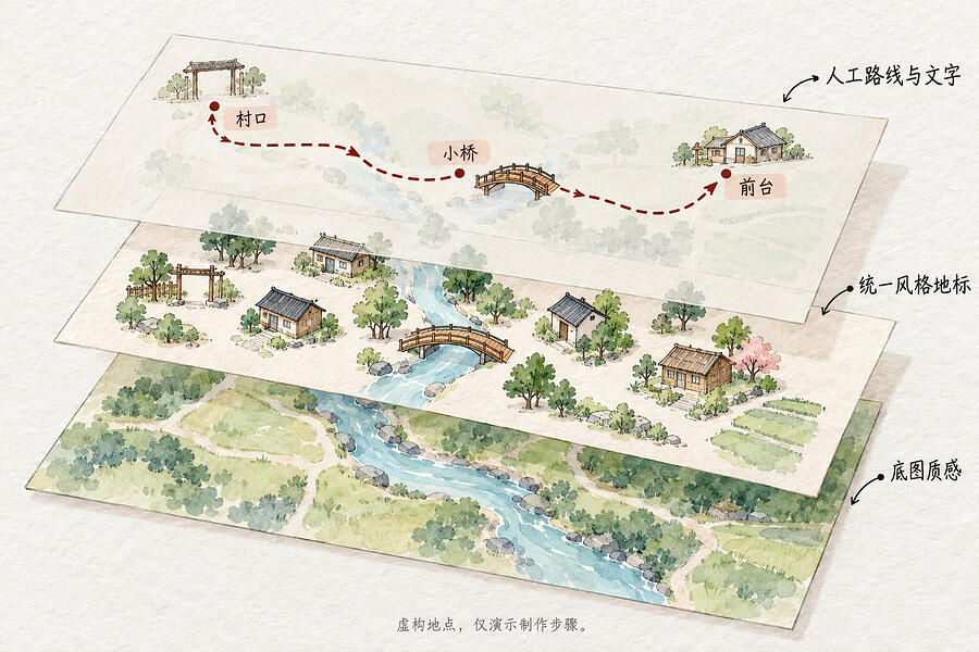 底图和小房子交给它，路还是自己来画