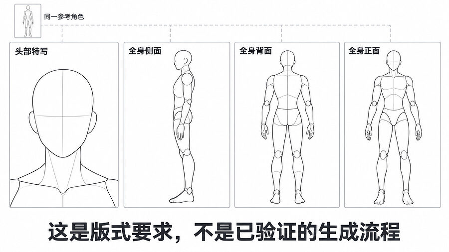 头部、侧面、背面和正面，先把格子排清楚