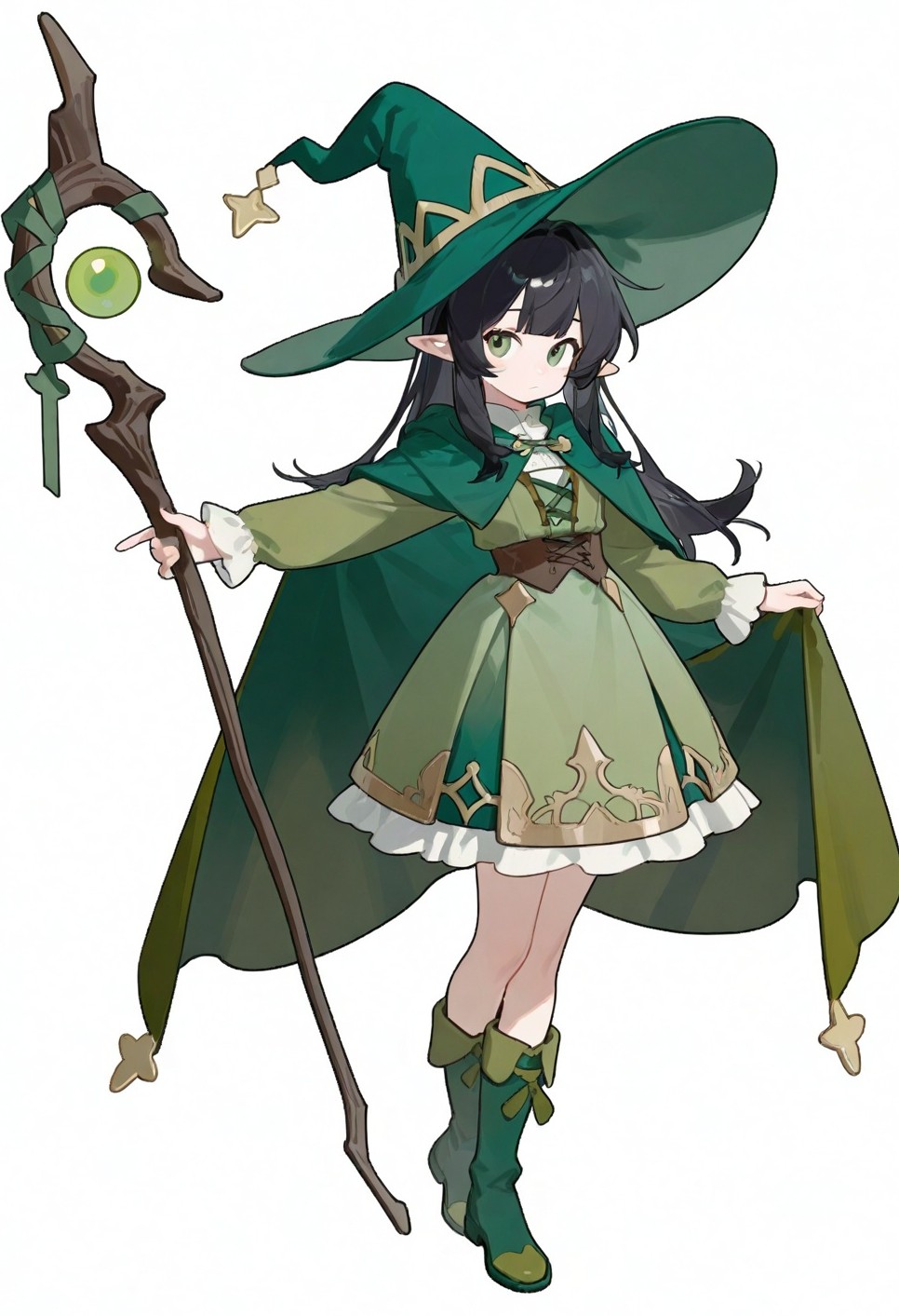 全绿小魔女Q版，两头身的比例试了好几轮才对