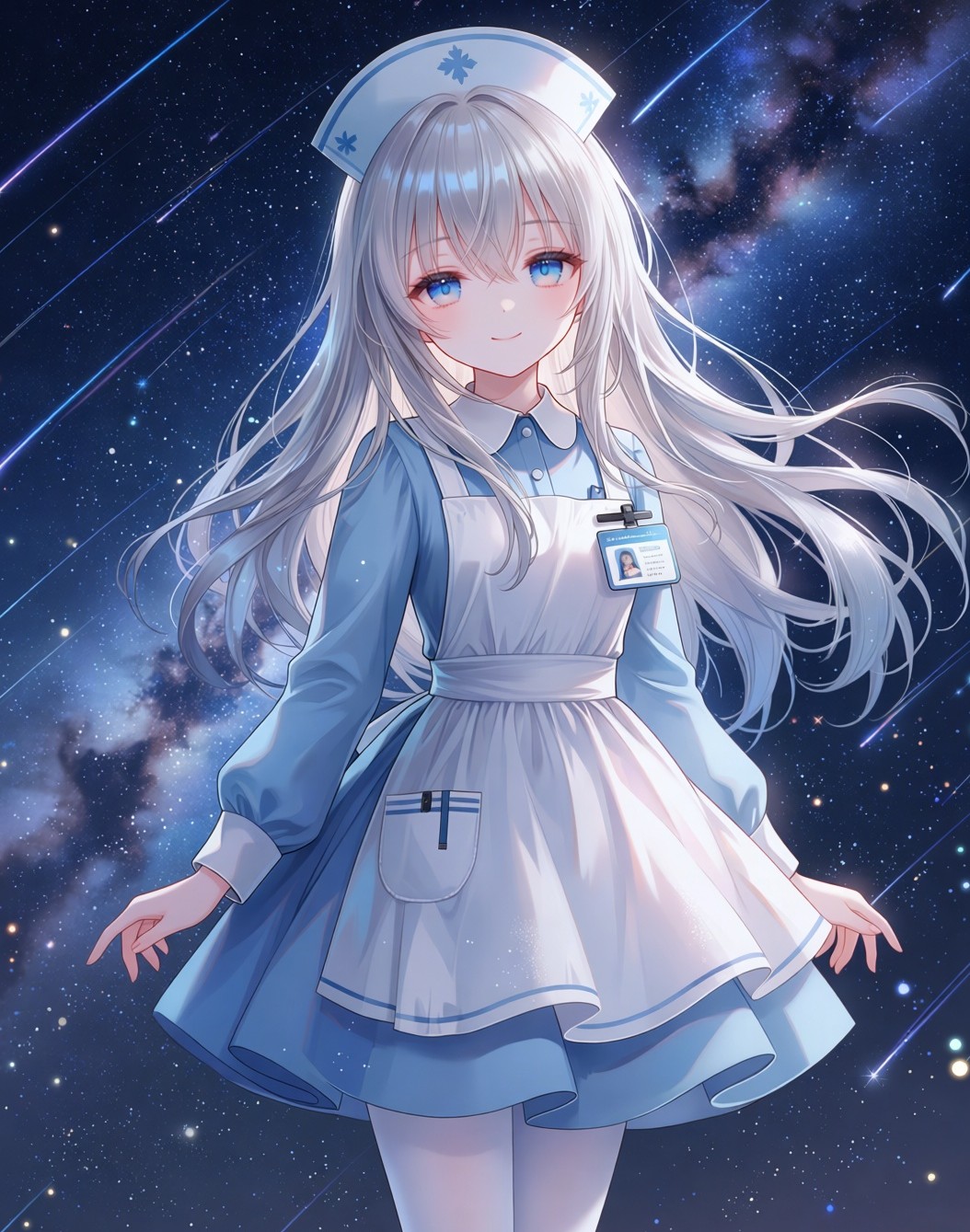 夜班护士站，窗外是一整片银河
