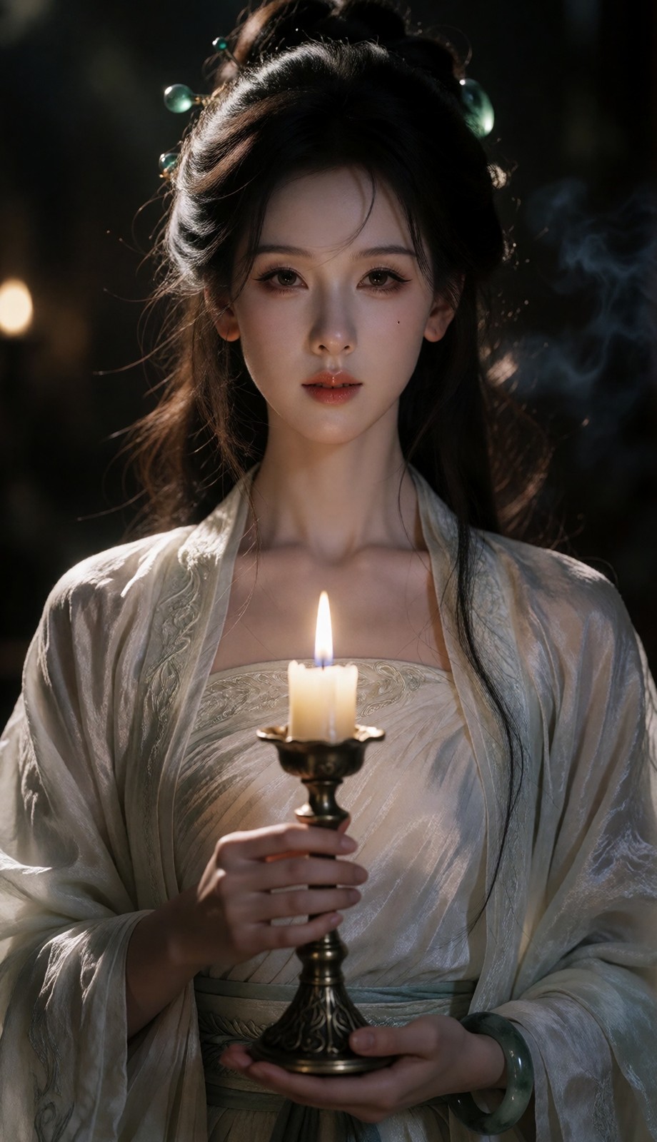 白衣执烛,按老胶片那套布光来的