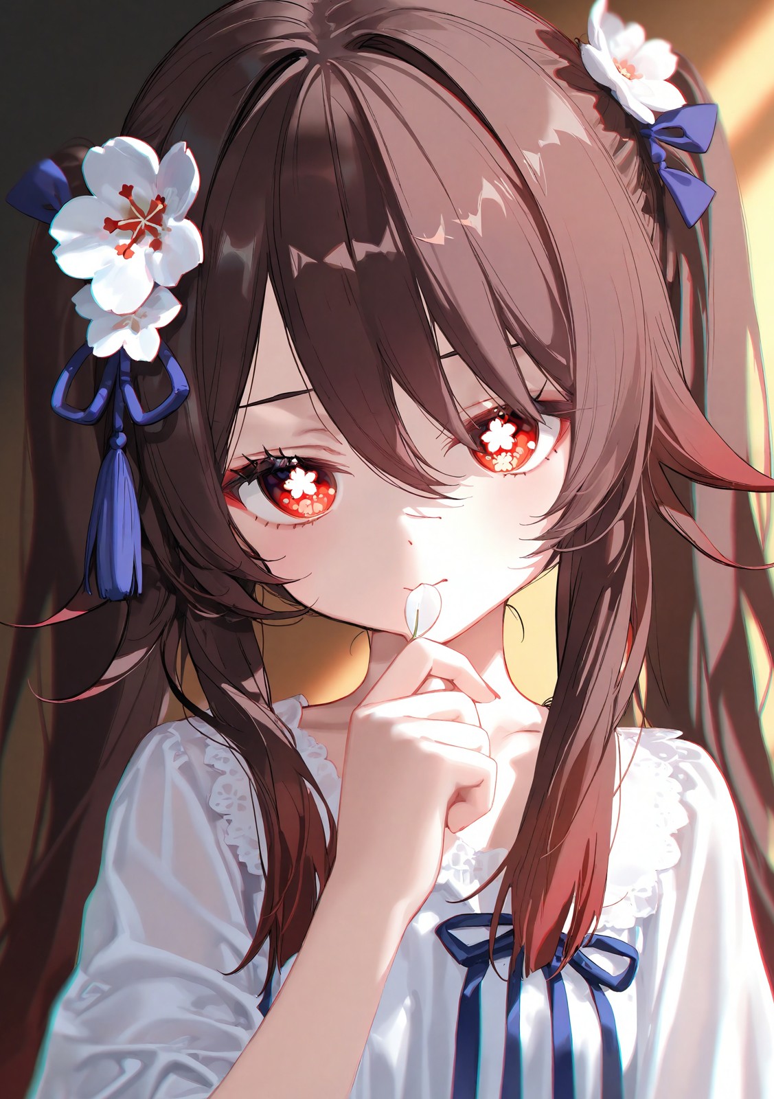 胡桃半身，花瞳双马尾+多画师混合的软萌版