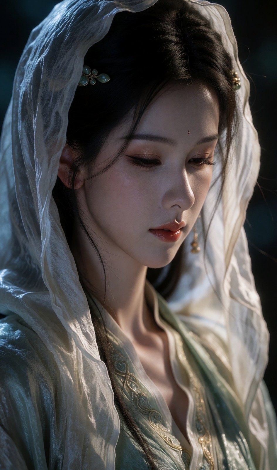 闭眼那张,光是从下面往上打的