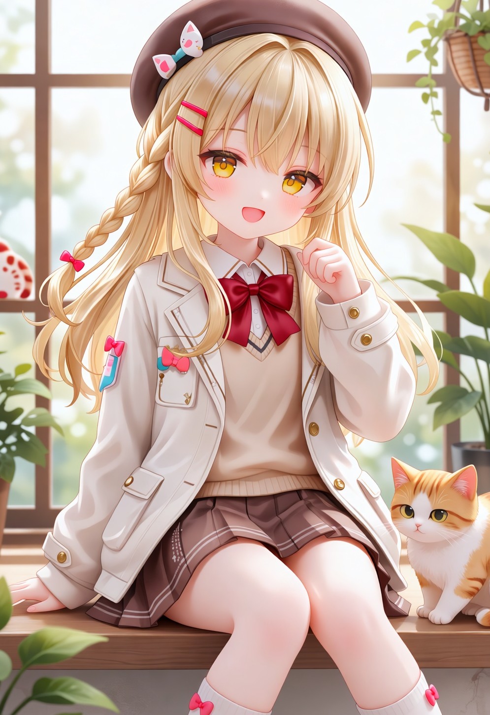 窗边的贝雷帽少女，猫是最后才补上去的
