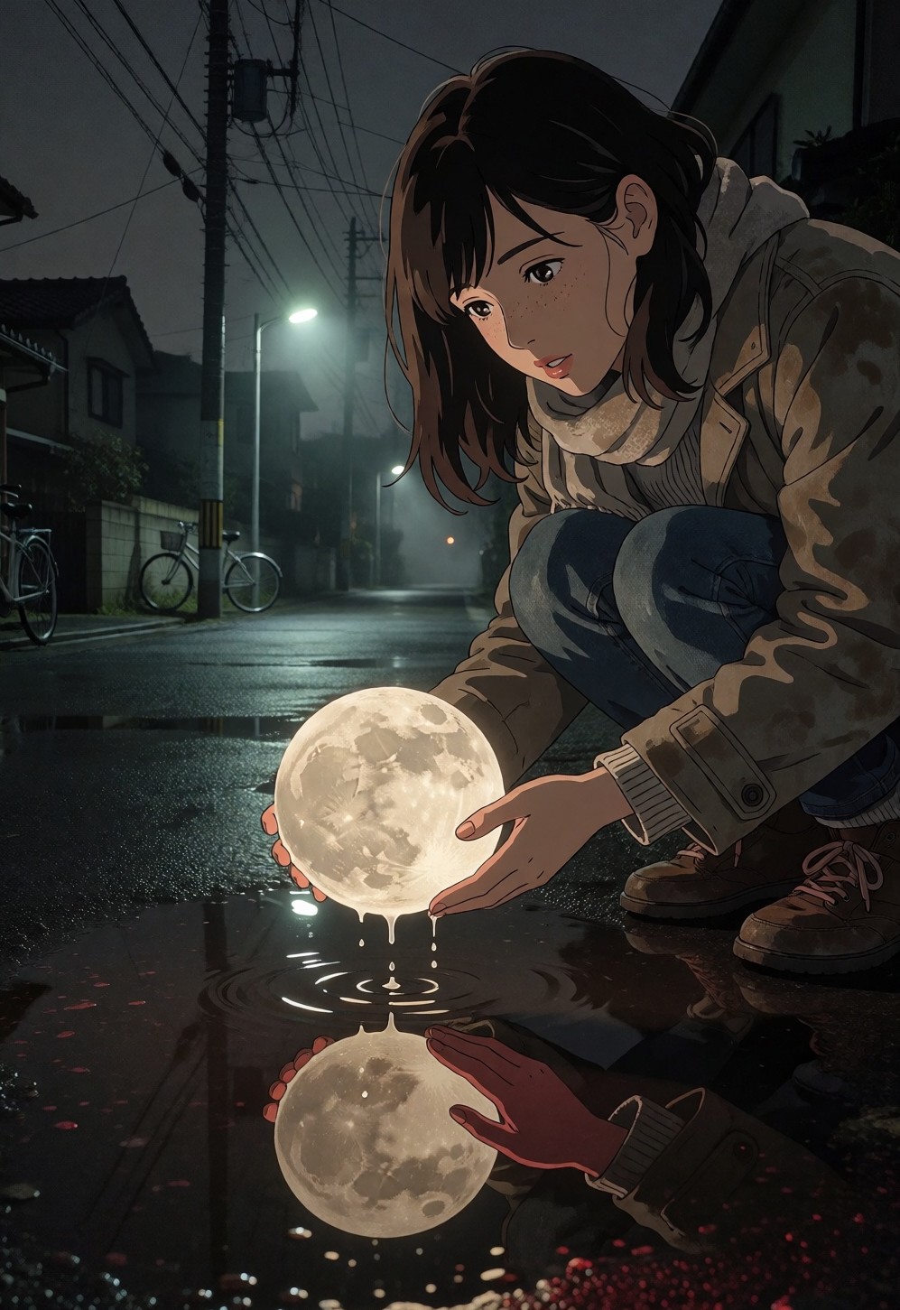 把水洼里的月亮捞起来了